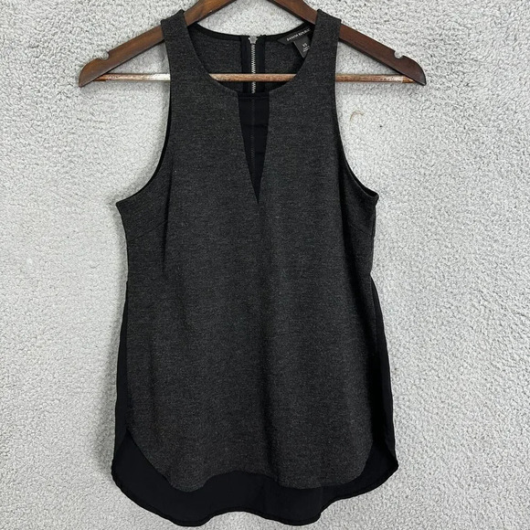 Banana Republic top womens XS gray black colorblock exposed zipper flowy office - Picture 1 of 7